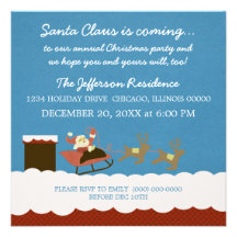 Santa and Reindeer Christmas Party Invite