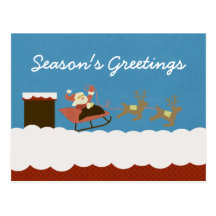 Santa and Reindeer Christmas Postcard