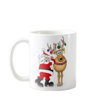Santa and reindeer friend! mugs