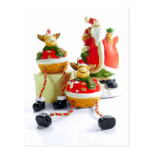 Santa and Reindeer Postcard