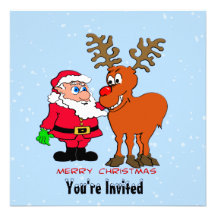 Santa and Rudolph Christmas Invitation