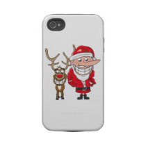 Santa and Rudolph Reindeer Iphone 4 Tough Cases