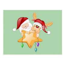 Santa and Rudy Star Post Card