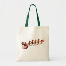 Santa and Seahorse Sleigh Tote Bag