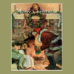 Santa and Sleeping Children postcards