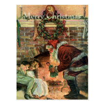 Santa and Sleeping Children Post Cards