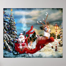 Santa and Sleigh Christmas Print