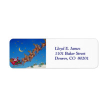 Santa and Sleigh Return Address Label