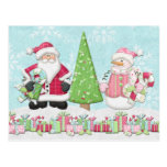 Santa and Snowman Christmas Card Postcards