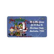 Santa and the gang custom address label