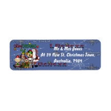 Santa and the gang custom return address labels