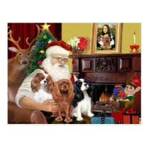 Santa and Three Cavaliers Postcards