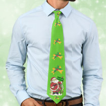 Santa Animals Holly Bow Merry Christmas Custom Tie