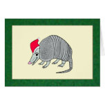 Santa Armadillo Christmas (green border) Card