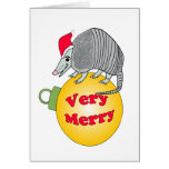 Santa Armadillo Very Merry Christmas Greeting Cards