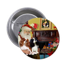 Santa At Home  Cavalier King Charles (two) Pins