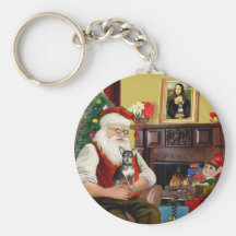 Santa At Home - Chihuahua (Blue-Cream) Key Chain