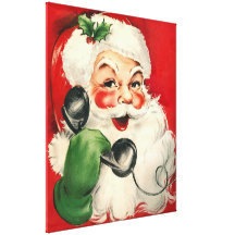 Santa at the Phone Canvas Prints