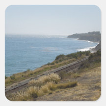 Santa Barbara Coastline with Railroad Tracks Square Sticker