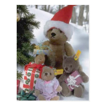Santa bear postcard