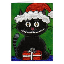 SANTA BOBO the BLACK CAT - Christmas card
