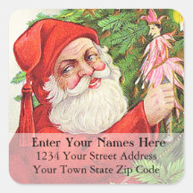 Santa Brings Toys Vintage Christmas Address Label Sticker