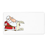 santa checking the naughty list shipping label
