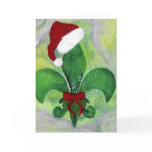 Santa Christmas Fleur de lis Holiday Card