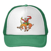 Santa Christmas Rodeo Trucker Hats