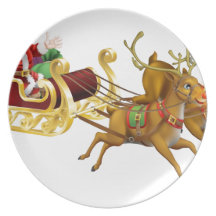 Santa Christmas Sled Plate