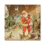Santa Claus and his Elves in the Reindeer Stable Refrigerator Magnets