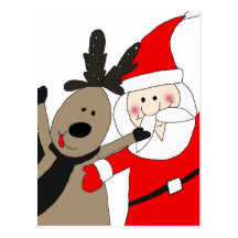 Santa Claus and Jolly Reindeer Postcard