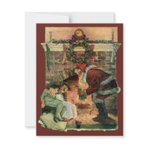 Santa Claus and Sleeping Children by the Fireplace Invite