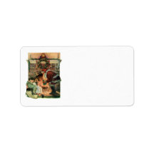 Santa Claus and Sleeping Children by the Fireplace Custom Address Label