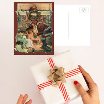 Santa Claus and Sleeping Children by the Fireplace Post Cards