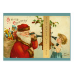 Santa Claus & Child on Telephone Vintage Style Business Card Template