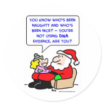 santa claus christmas dna evidence round sticker