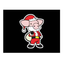 santa claus christmas pig post cards