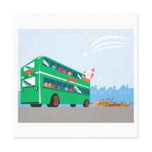 Santa Claus Double Decker Bus Canvas Prints