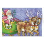 Santa Claus Driving His Sleigh with Two Reindeer Card
