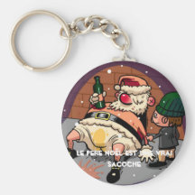 santa-claus-drunk, le pere noël est une vrai sa... porte-clé