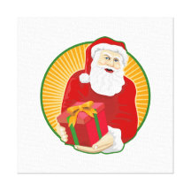Santa Claus Father Christmas Retro Stretched Canvas Print