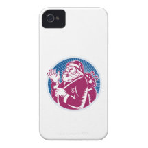 Santa Claus Father Christmas Retro iPhone 4 Covers