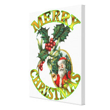Santa Claus Holly  24x30 Gallery Wrap Canvas