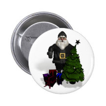 Santa Claus In Black Leather Button