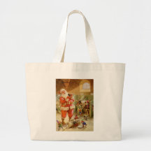Santa Claus in his North Pole Reindeer Stables Tote Bags