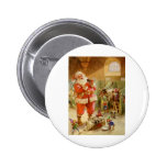 Santa Claus in his North Pole Reindeer Stables Buttons