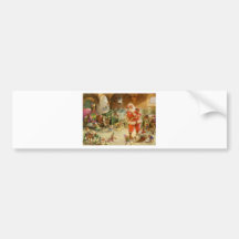 Santa Claus in the North Pole Reindeer Stables Bumper Stickers