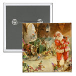 Santa Claus in the North Pole Reindeer Stables Pinback Buttons