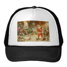 Santa Claus in the North Pole Reindeer Stables Mesh Hat